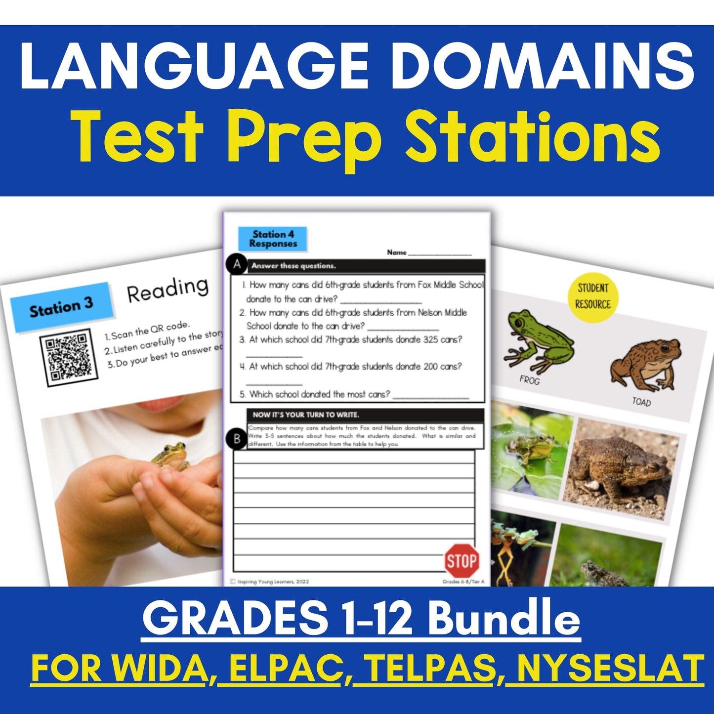 WIDA Test Prep Stations (Print Only): Grades 1-12