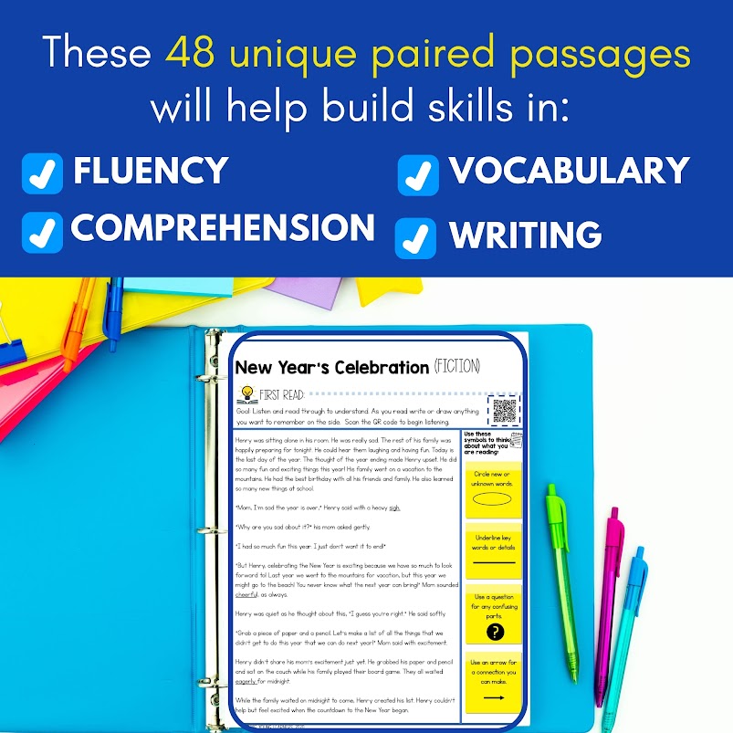 Close Reading Passages, Fiction & Nonfiction: Grades 3-8