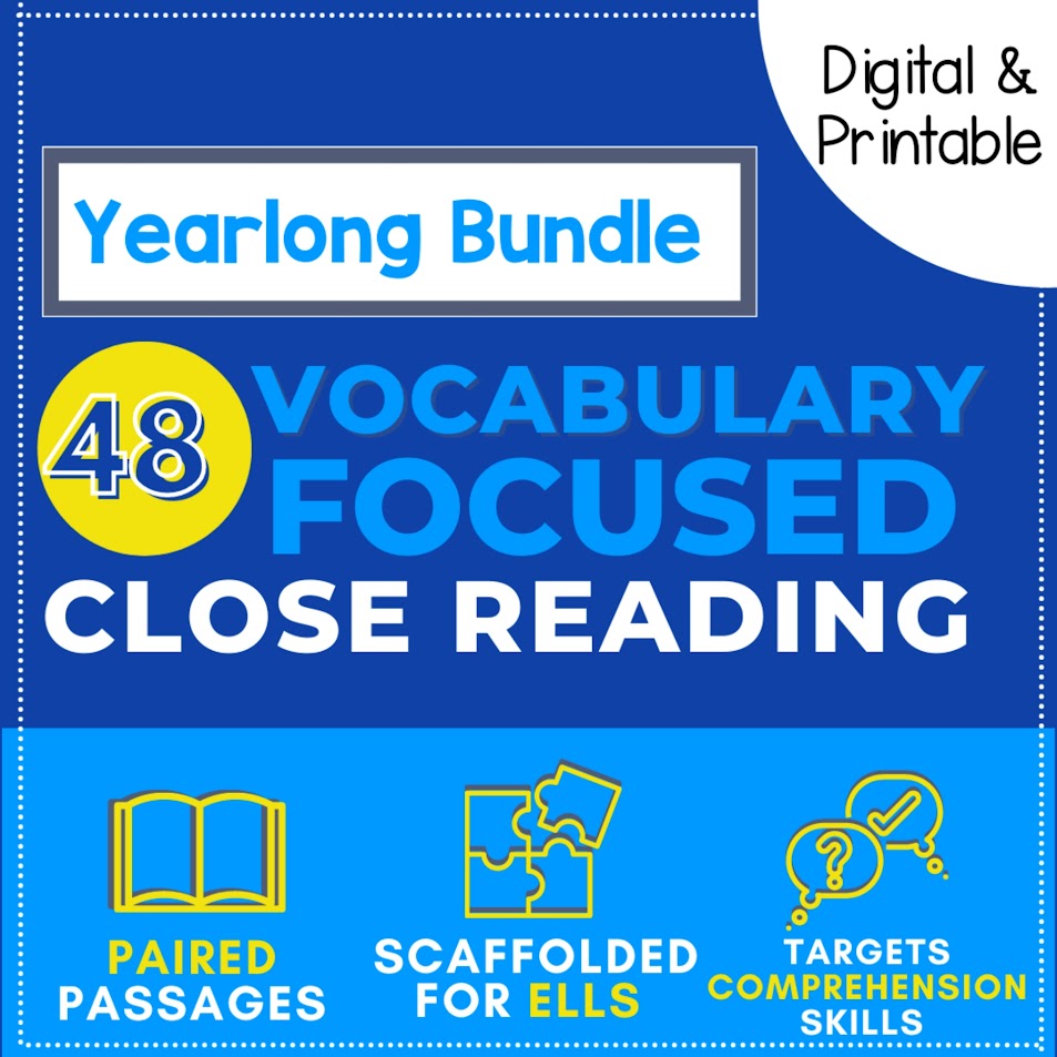 Close Reading Passages, Fiction & Nonfiction: Grades 3-8